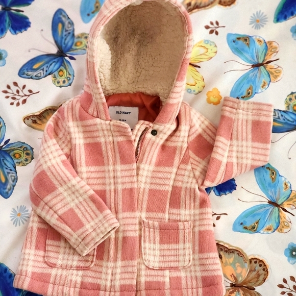 White and Pink Plaid Jaket For Baby. Size 12 - 18 Months. - Picture 2 of 6